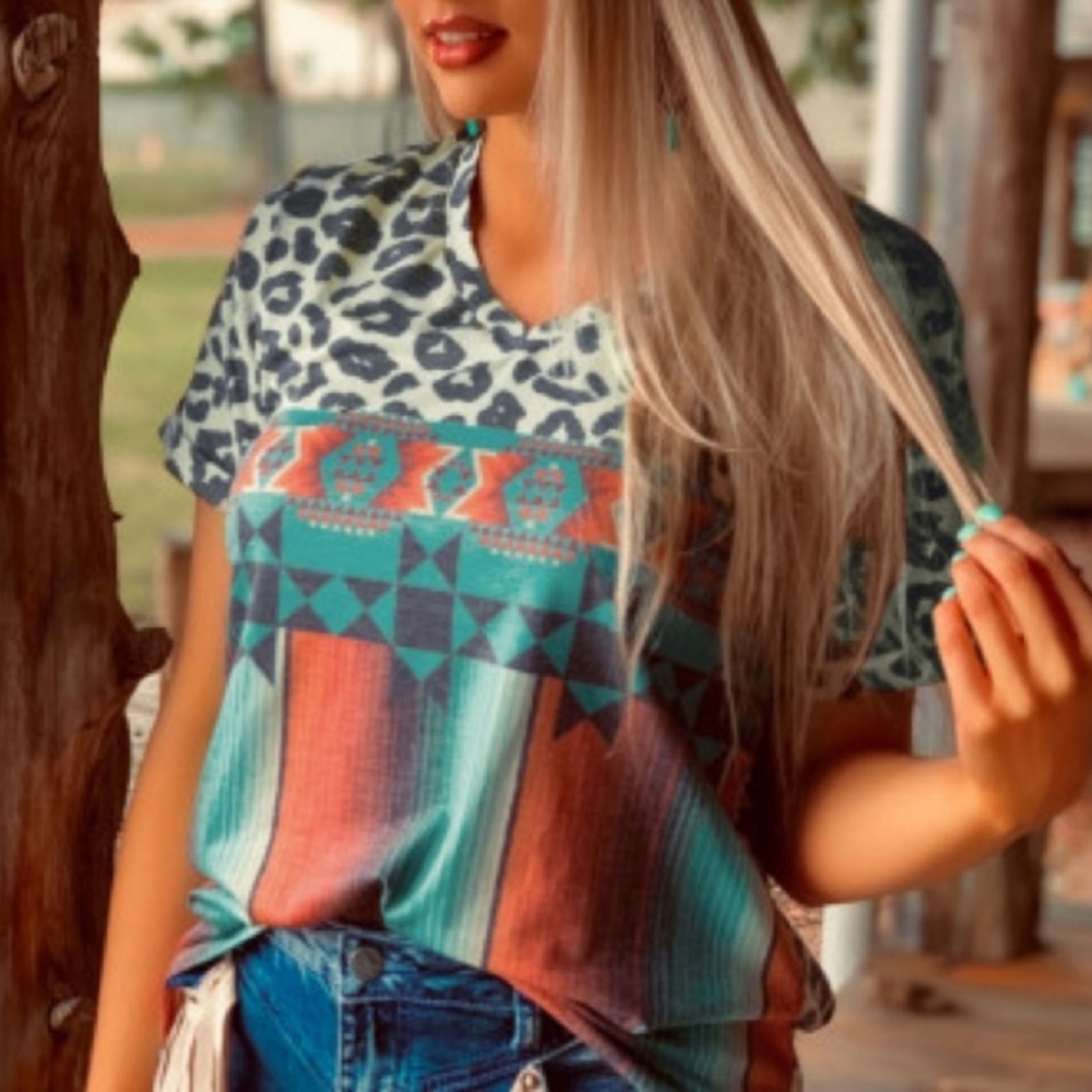 Vibrant Aztec Cheetah top